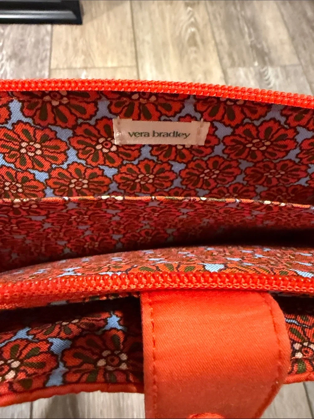 Vera Bradley Quilted Bright Orange Zip Wallet